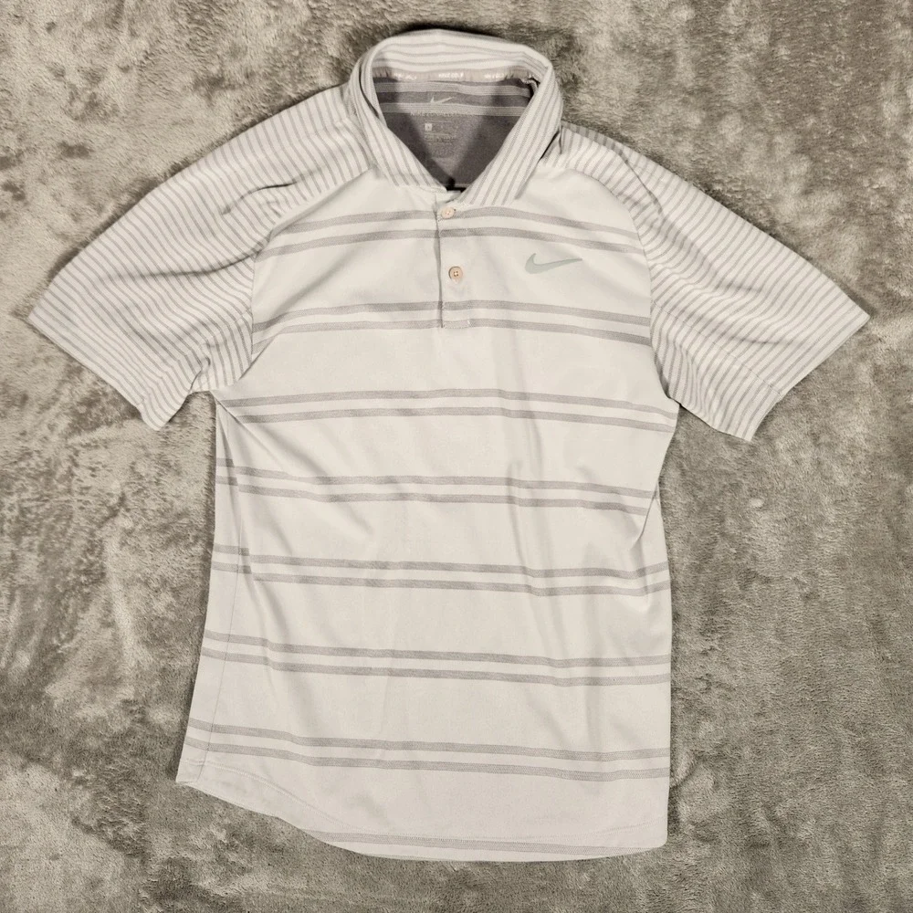 Nike Golf Polo Mens Small White Excellent Tiger‎ Woods Zonal Cooling AA2884-100